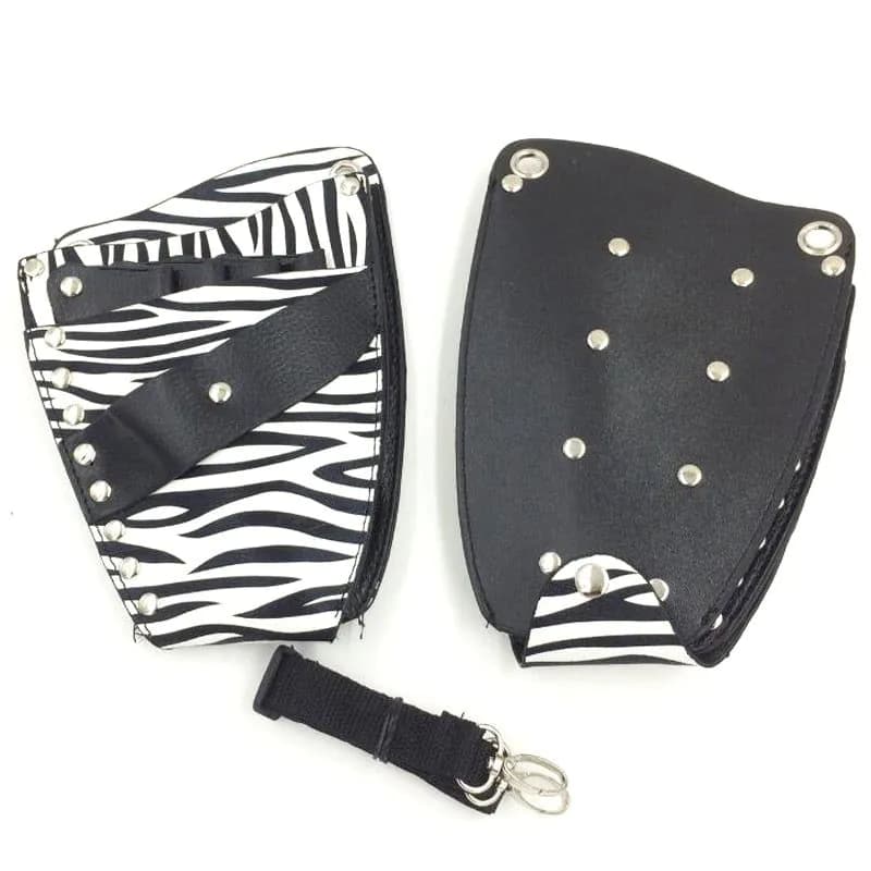 image-PU Leather Rivet Hair Scissor Bag Clips Bag Hairdressing Barber