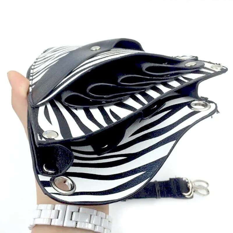 image-PU Leather Rivet Hair Scissor Bag Clips Bag Hairdressing Barber