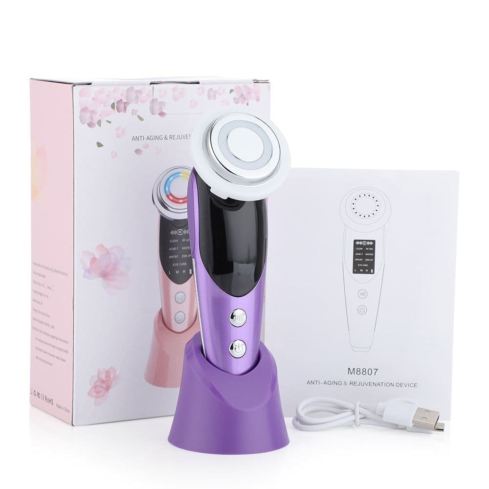 image-7-in-1 Facial Massager EMS Micro-current Color Light