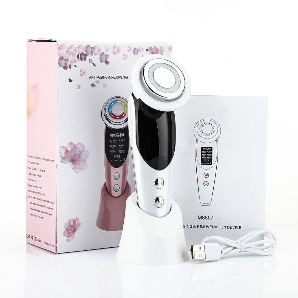 image-7-in-1 Facial Massager EMS Micro-current Color Light