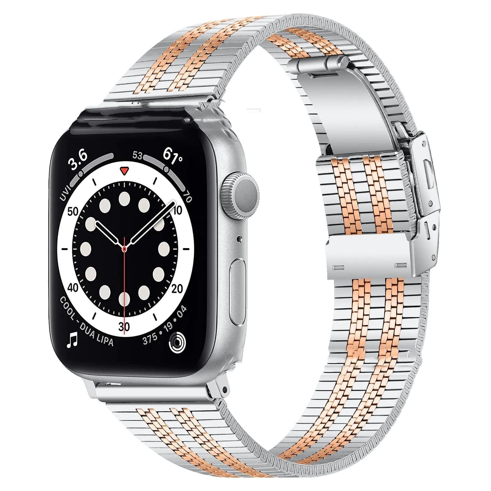 image-General High-grade Five-bead Back Buckle Steel Watch Belt