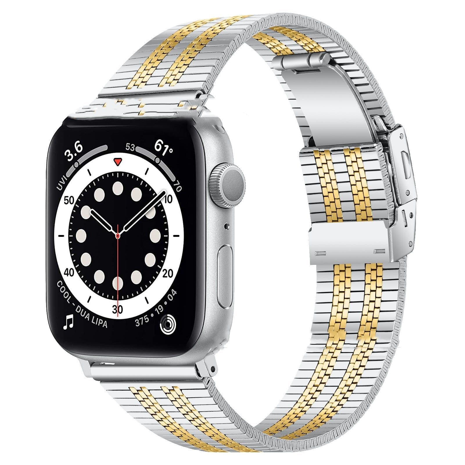 image-General High-grade Five-bead Back Buckle Steel Watch Belt