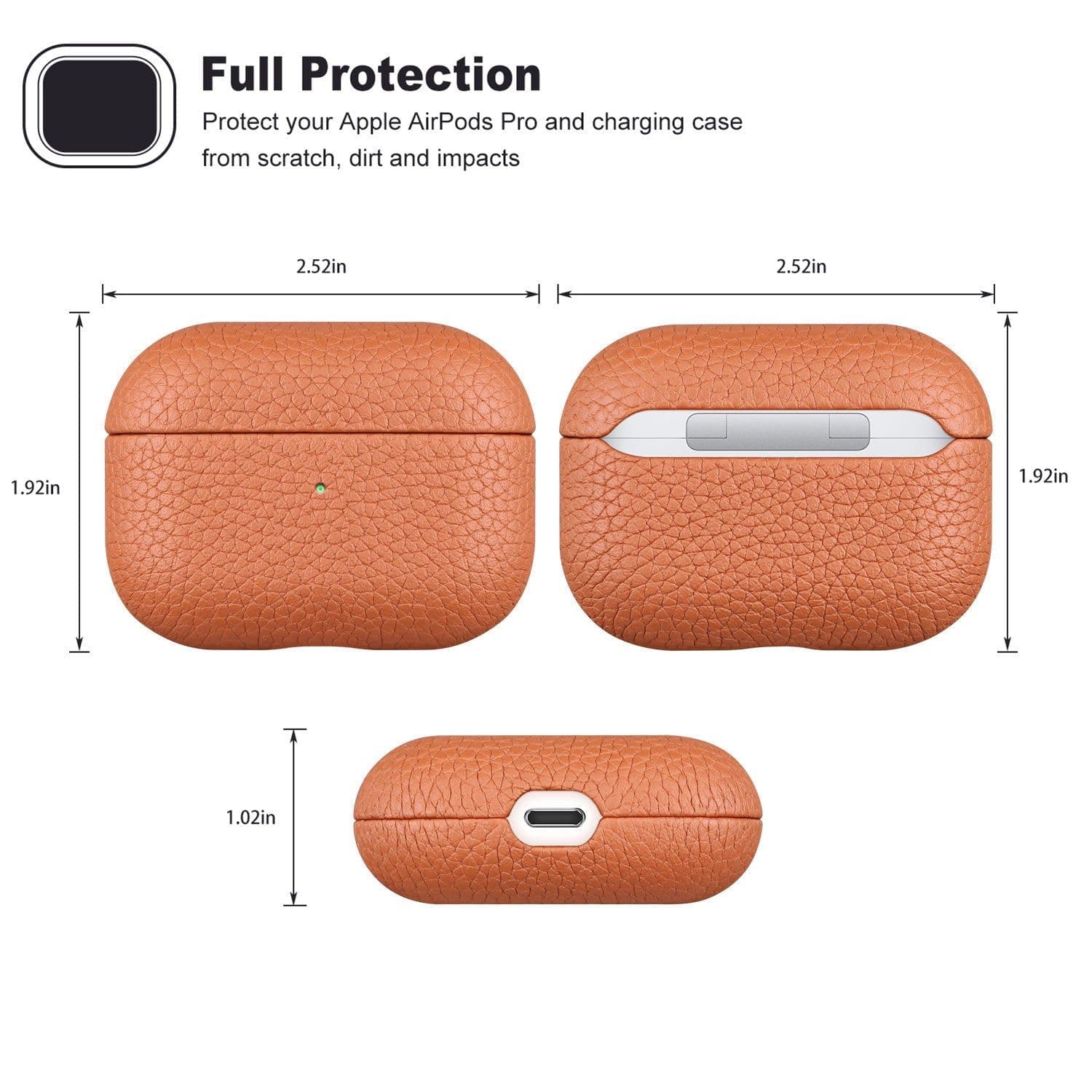 image-Lychee Leather Earphone Case Orange Fit