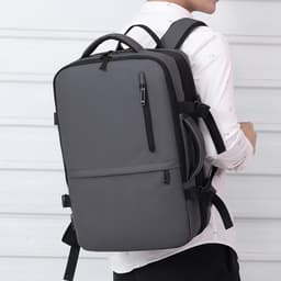 image-Man's Business Backpack High-Quality Nylon Notebook Backbag USB