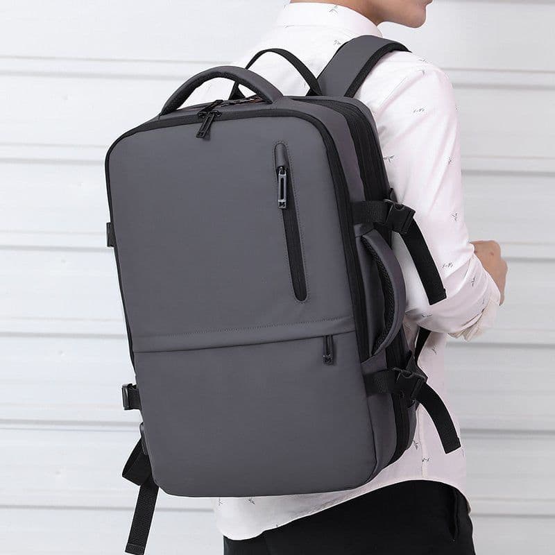 image-Man's Business Backpack High-Quality Nylon Notebook Backbag USB