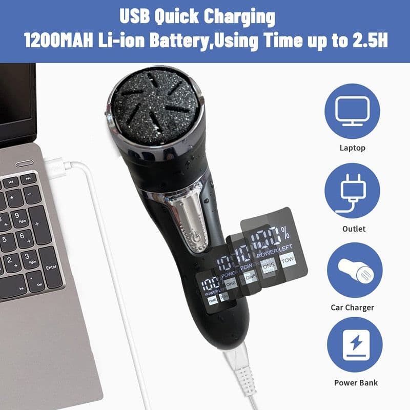 image-Rechargeable Electric Foot Rasp Electric Pedicure Foot Sander IPX7