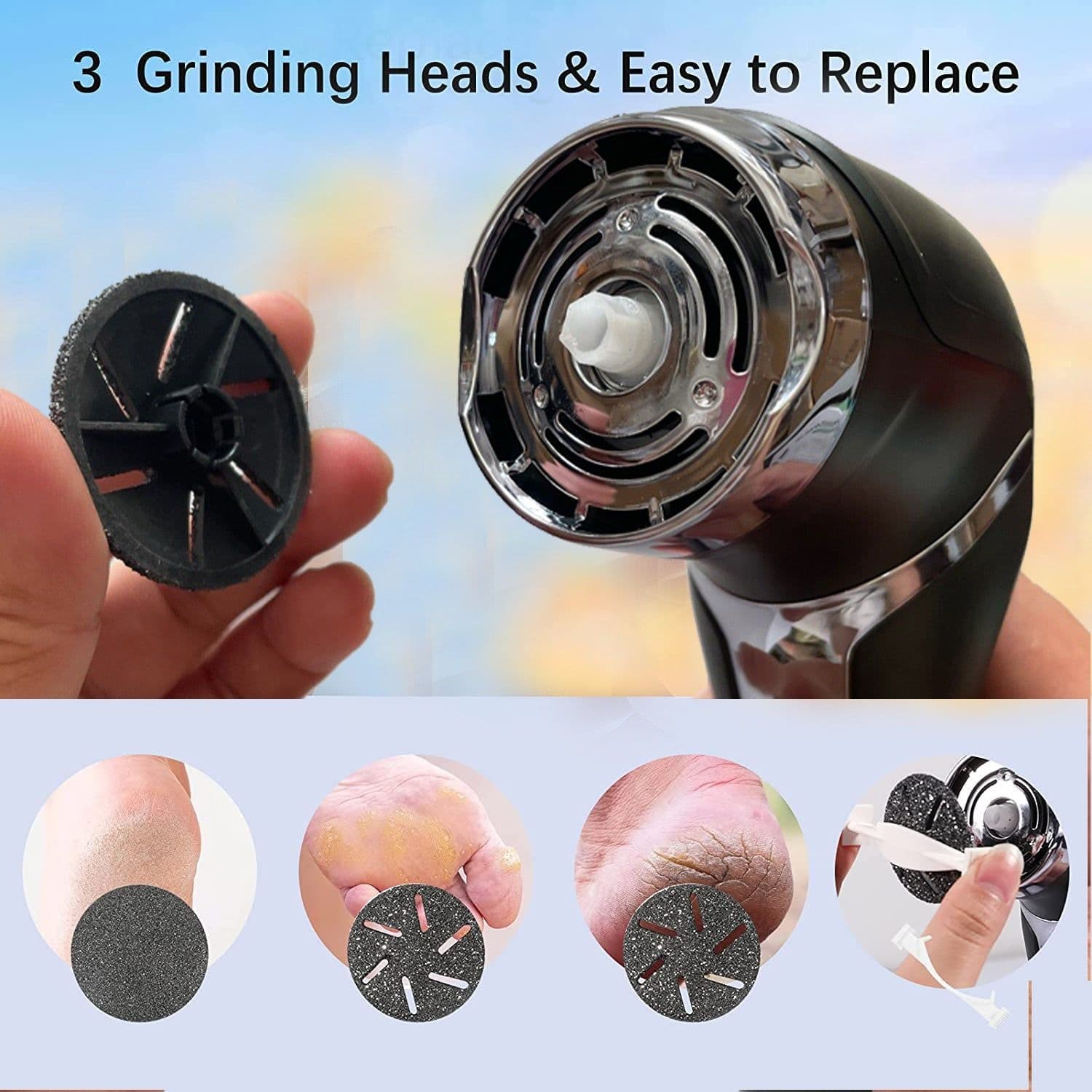 image-Rechargeable Electric Foot Rasp Electric Pedicure Foot Sander IPX7