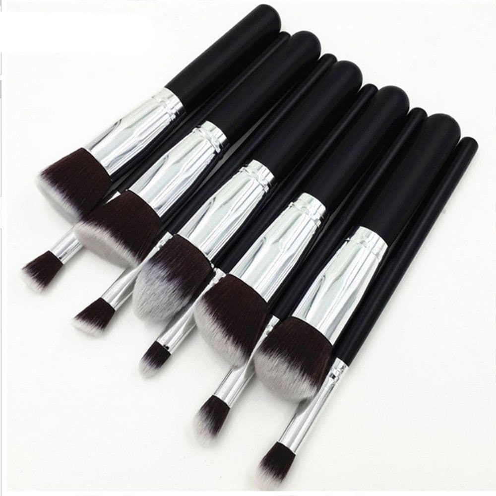 image-10Pcs Black Makeup Brushes Set Powder Face Blush Foundation Contour