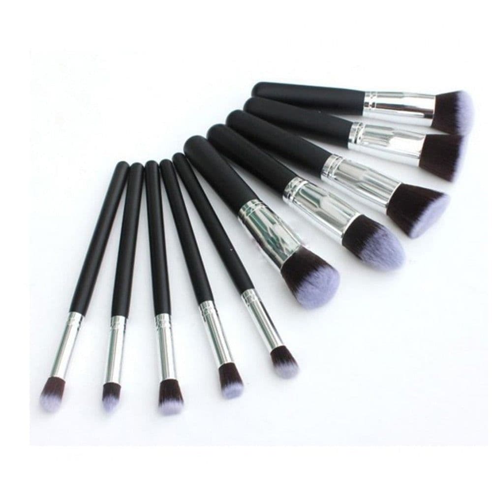 image-10Pcs Black Makeup Brushes Set Powder Face Blush Foundation Contour