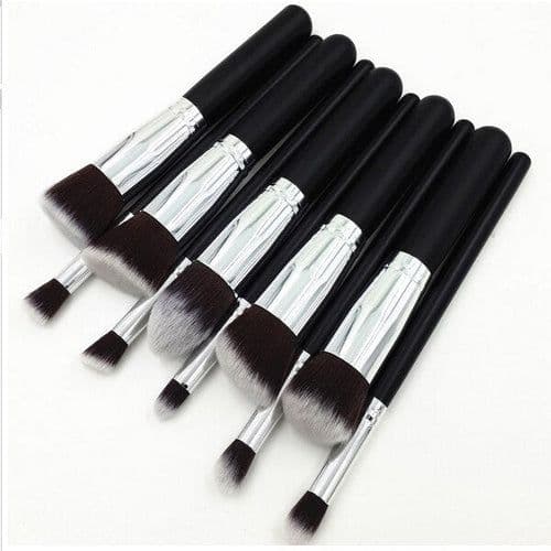 image-10Pcs Black Makeup Brushes Set Powder Face Blush Foundation Contour