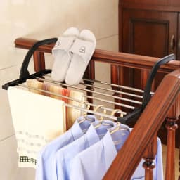 image-Stainless Steel Balcony Drying Rack Shoe Rack Portable Window Frame