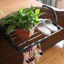 image-Stainless Steel Balcony Drying Rack Shoe Rack Portable Window Frame