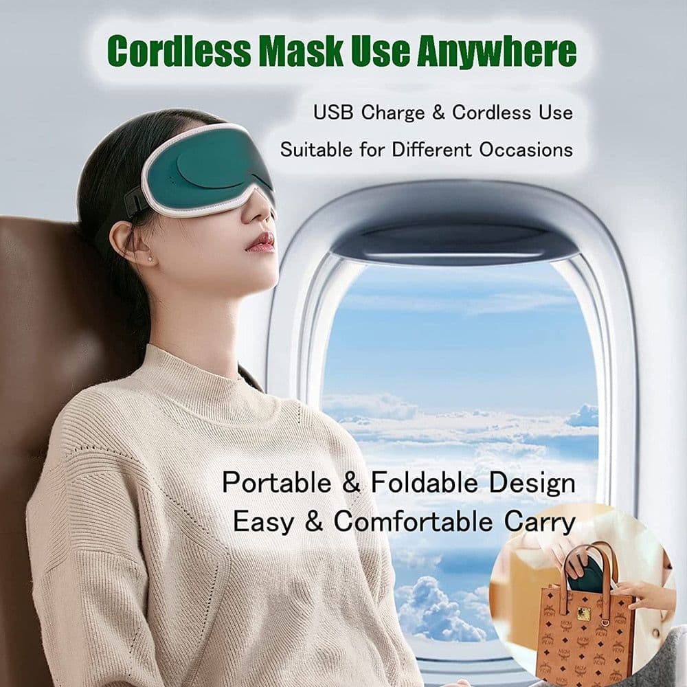 image-Electric Heated & Vibration Eye Massager Sleep Eye Mask Relieve Eye