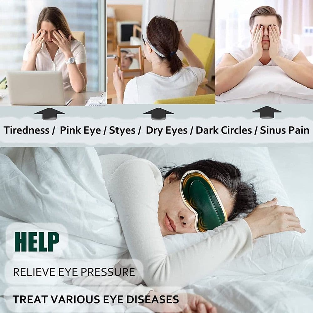 image-Electric Heated & Vibration Eye Massager Sleep Eye Mask Relieve Eye