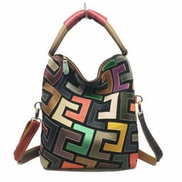 image-Leisure Colorful Block Leather Messenger Bag For Women