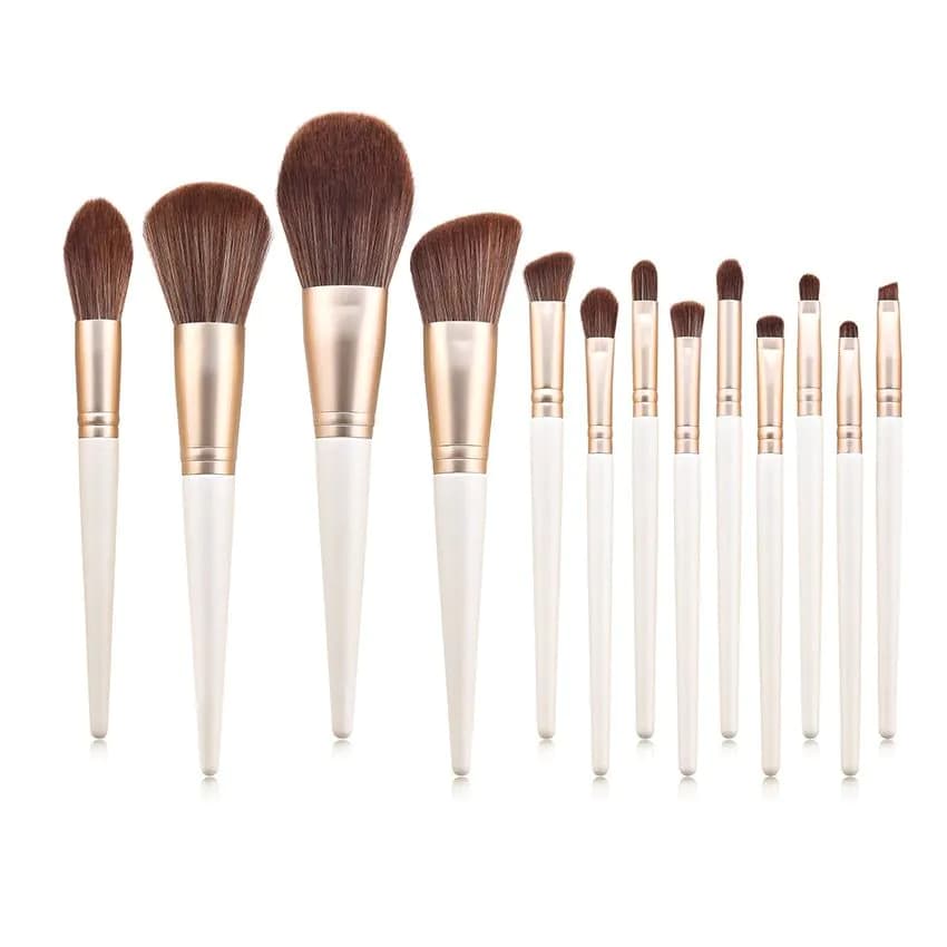 image-13pcs cone Pearl White Makeup Brushes Set Loose Powder Eyeshadow