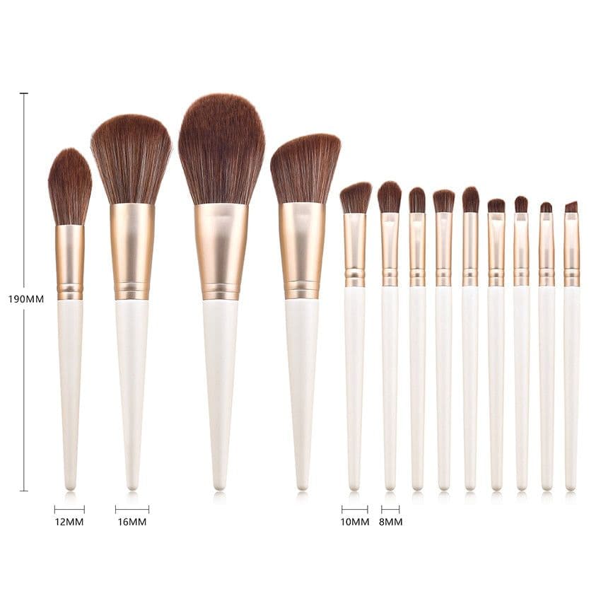 image-13pcs cone Pearl White Makeup Brushes Set Loose Powder Eyeshadow
