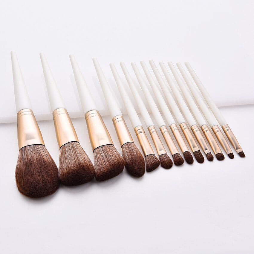image-13pcs cone Pearl White Makeup Brushes Set Loose Powder Eyeshadow