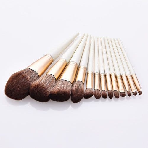 image-13pcs cone Pearl White Makeup Brushes Set Loose Powder Eyeshadow