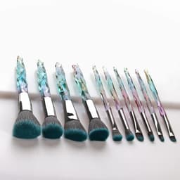 image-10pcs Transparent Crystal Diamond Makeup Brushes Set Colorful Diamond