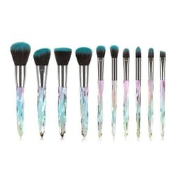 image-10pcs Transparent Crystal Diamond Makeup Brushes Set Colorful Diamond