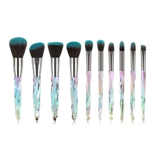 image-10pcs Transparent Crystal Diamond Makeup Brushes Set Colorful Diamond