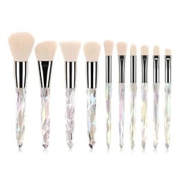 image-10pcs Transparent Crystal Diamond Makeup Brushes Set Colorful Diamond