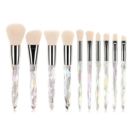 image-10pcs Transparent Crystal Diamond Makeup Brushes Set Colorful Diamond
