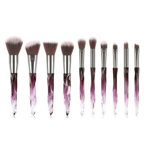image-10pcs Transparent Crystal Diamond Makeup Brushes Set Colorful Diamond