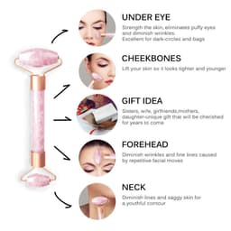 image-Rose Quartz Roller Slimming Face Massager Lifting Natural Jade Facial