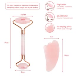 image-Rose Quartz Roller Slimming Face Massager Lifting Natural Jade Facial