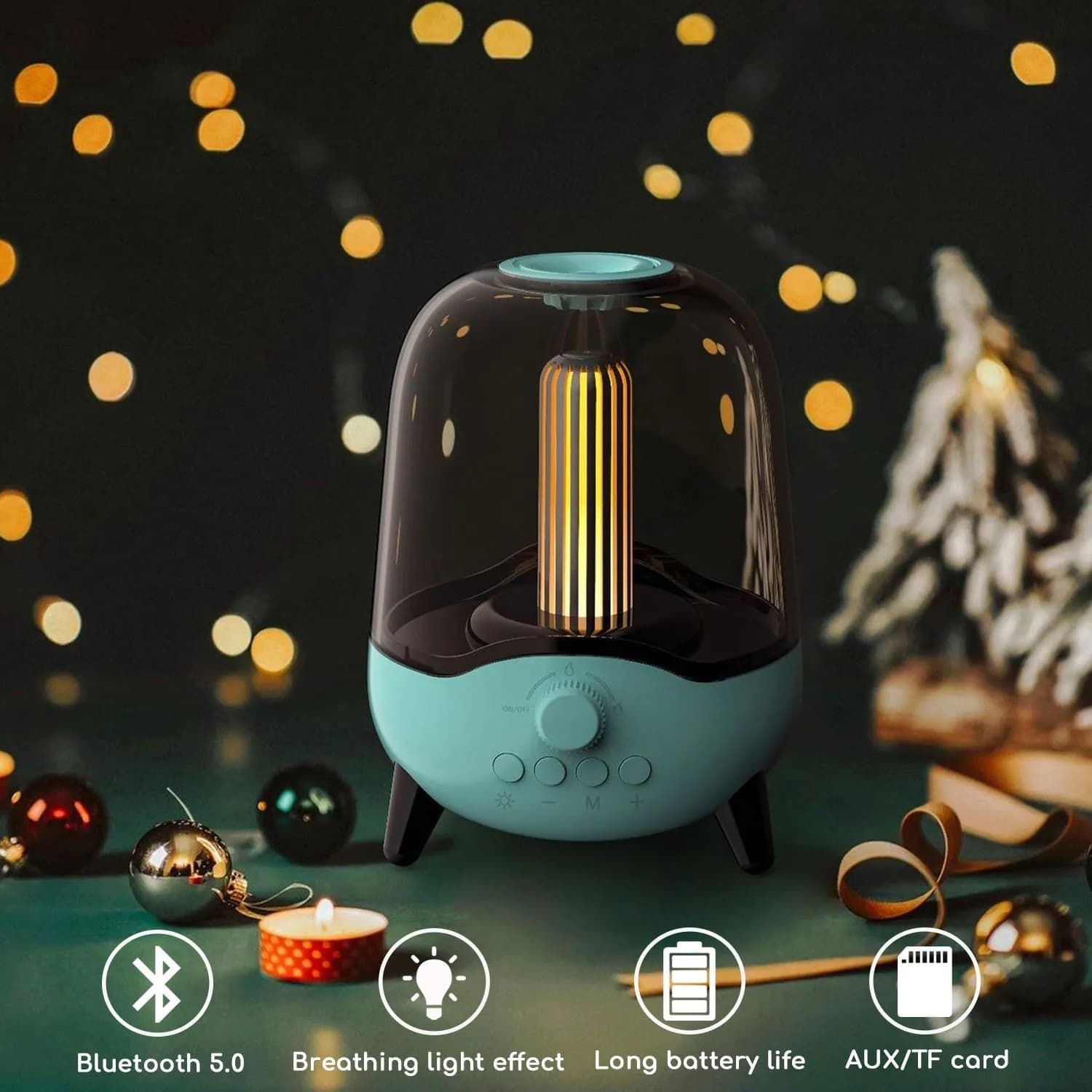image-Portable Wireless Bluetooth Speaker Flickering Ambient Light