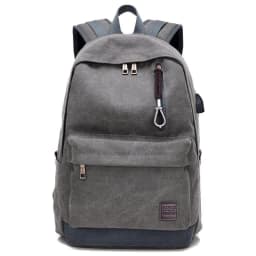 image-Multi-function Unisex Canvas Backpack With USB Charging Port