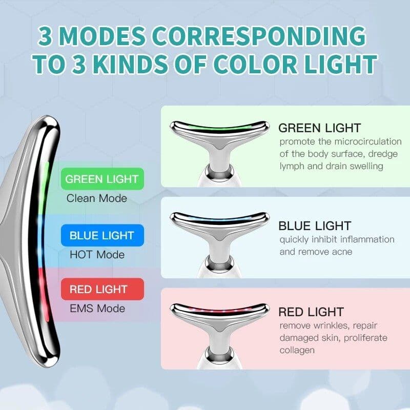 image-3 Colors Led Facial Neck Massager Photon Skin Tighten Slimming Reduce