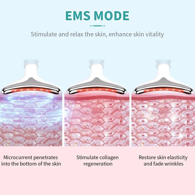 image-3 Colors Led Facial Neck Massager Photon Skin Tighten Slimming Reduce