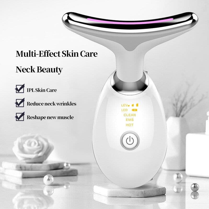 image-3 Colors Led Facial Neck Massager Photon Skin Tighten Slimming Reduce