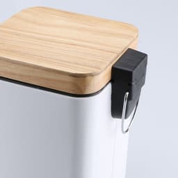 image-Double Layer Step Trash Can Garbage Rubbish Bin with Bamboo Lid Waste