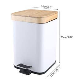 image-Double Layer Step Trash Can Garbage Rubbish Bin with Bamboo Lid Waste