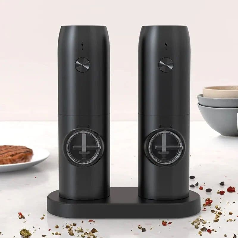 image-Rechargeable USB Electric Automatic Salt and Pepper Grinder Set