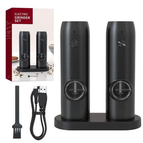 image-Rechargeable USB Electric Automatic Salt and Pepper Grinder Set