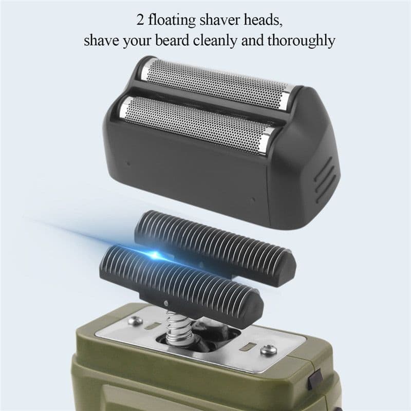 image-Men's Shaver Beard Hair Trimmer Electric Razor 2 Floating Shaver Head