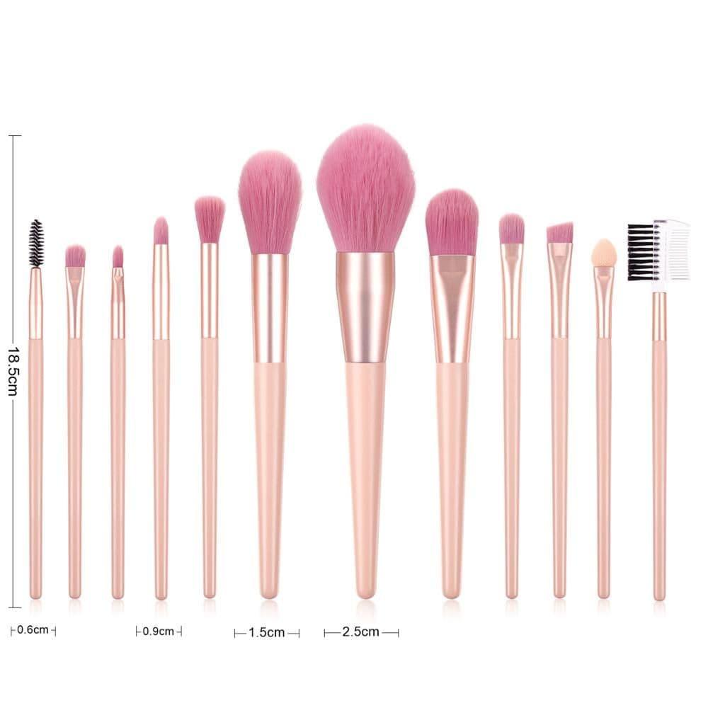 image-12pcs Nude Pink Makeup Brushes Kit Beauty Make Up Tool Loose Powder