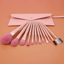 image-12pcs Nude Pink Makeup Brushes Kit Beauty Make Up Tool Loose Powder