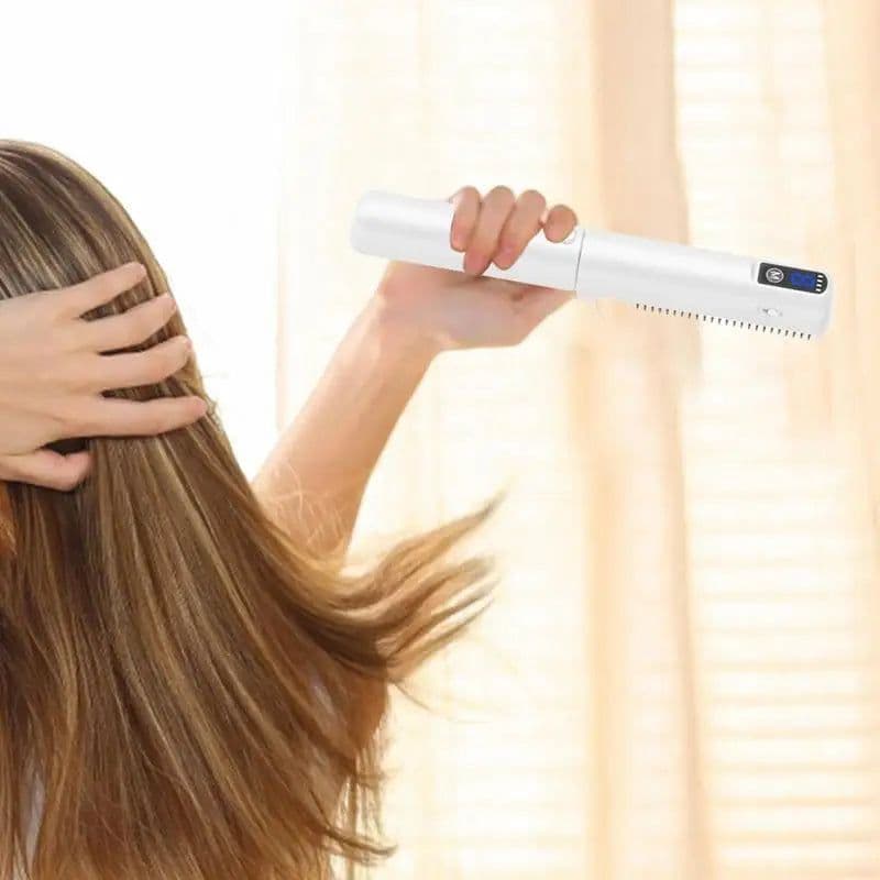 image-Hair Brush Straightener Rechargeable Hair Straightener Comb Portable