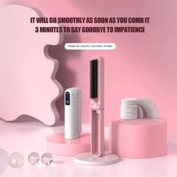 image-Hair Brush Straightener Rechargeable Hair Straightener Comb Portable