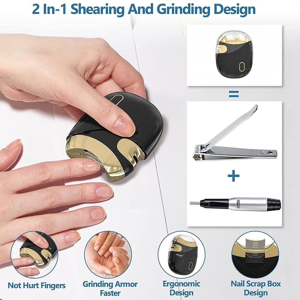 image-2 in 1 Shearing & Grinding Electric Nail Trimmer Nail File Baby Adult