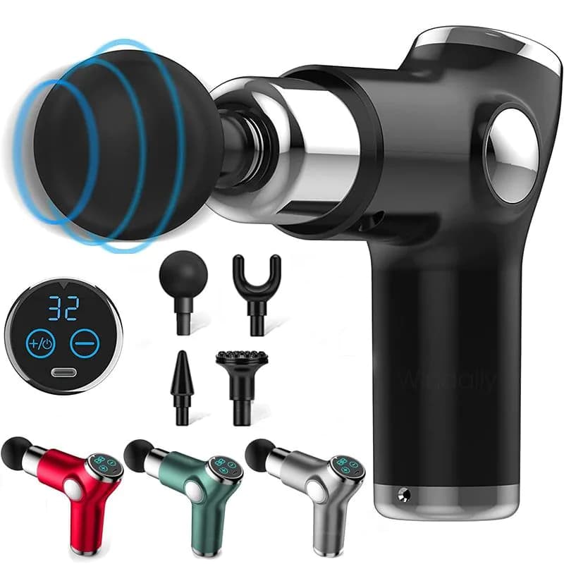 image-Mini LCD Massage Gun 32 Speed Touch Screen Deep Tissue