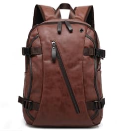 image-Large Fashion Style Leather Outdoor Backpack For Young Men