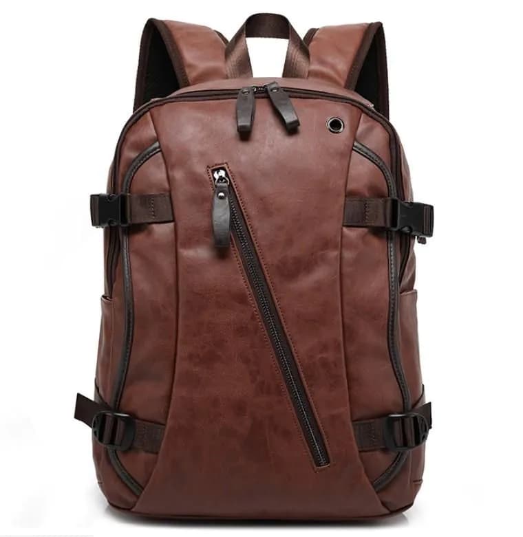 image-Large Fashion Style Leather Outdoor Backpack For Young Men