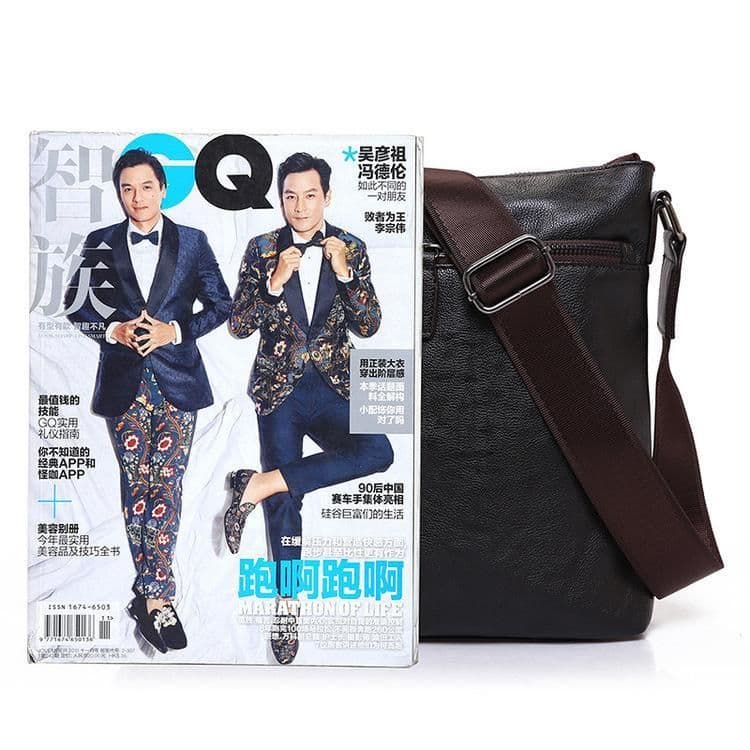 image-Fashion PU Crossbody Messenger Bag For Men